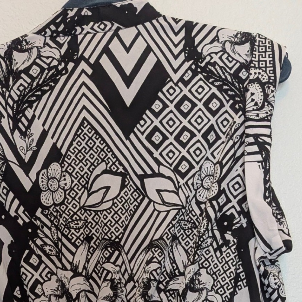 Plus Size Speed Control NY Women's 2X Dress Black White Geometric Floral Pocket - Picture 8 of 10